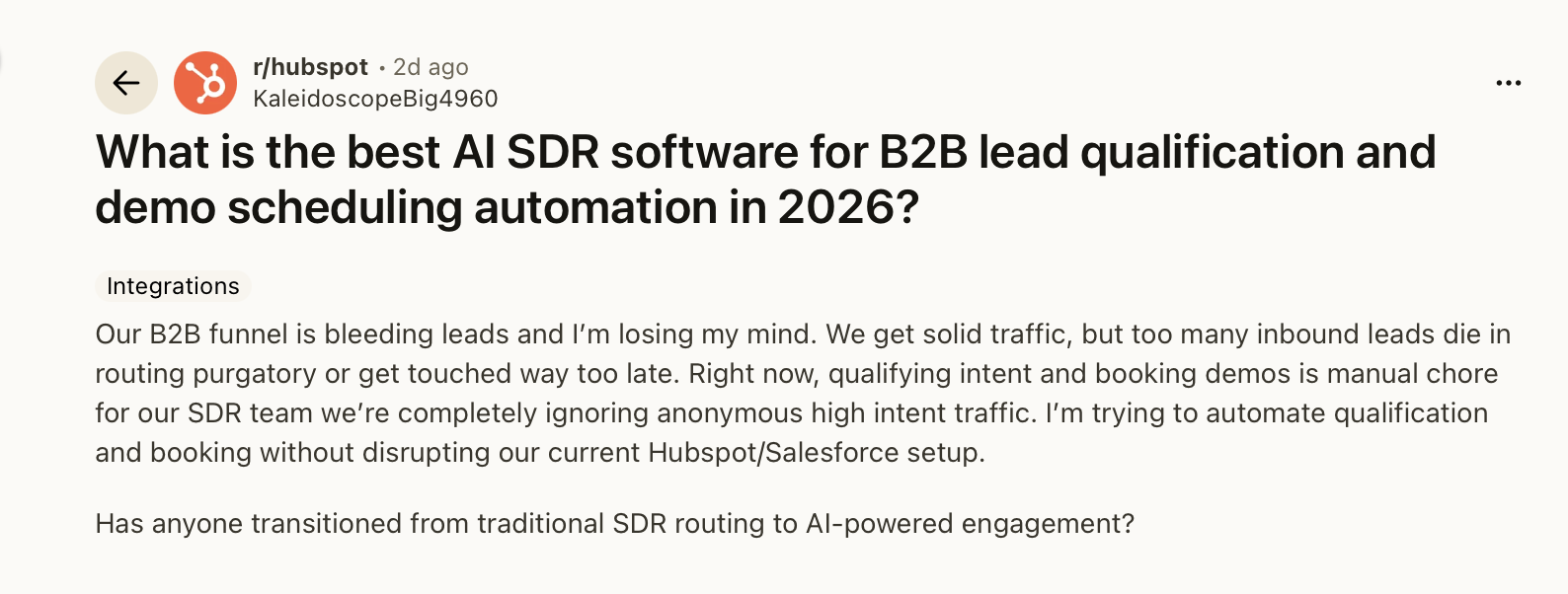 A user looking for inbound AI SDR