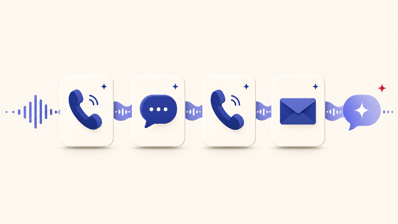 How an AI agent decides which channel to use: call, then SMS or WhatsApp, second call, then email
