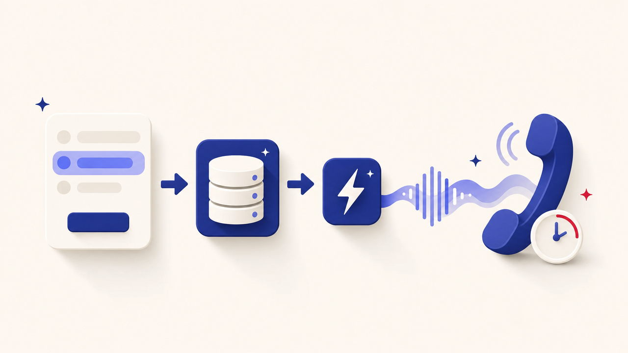 AI inbound lead follow-up flow: form fill to CRM trigger to Outcraft AI call within one minute