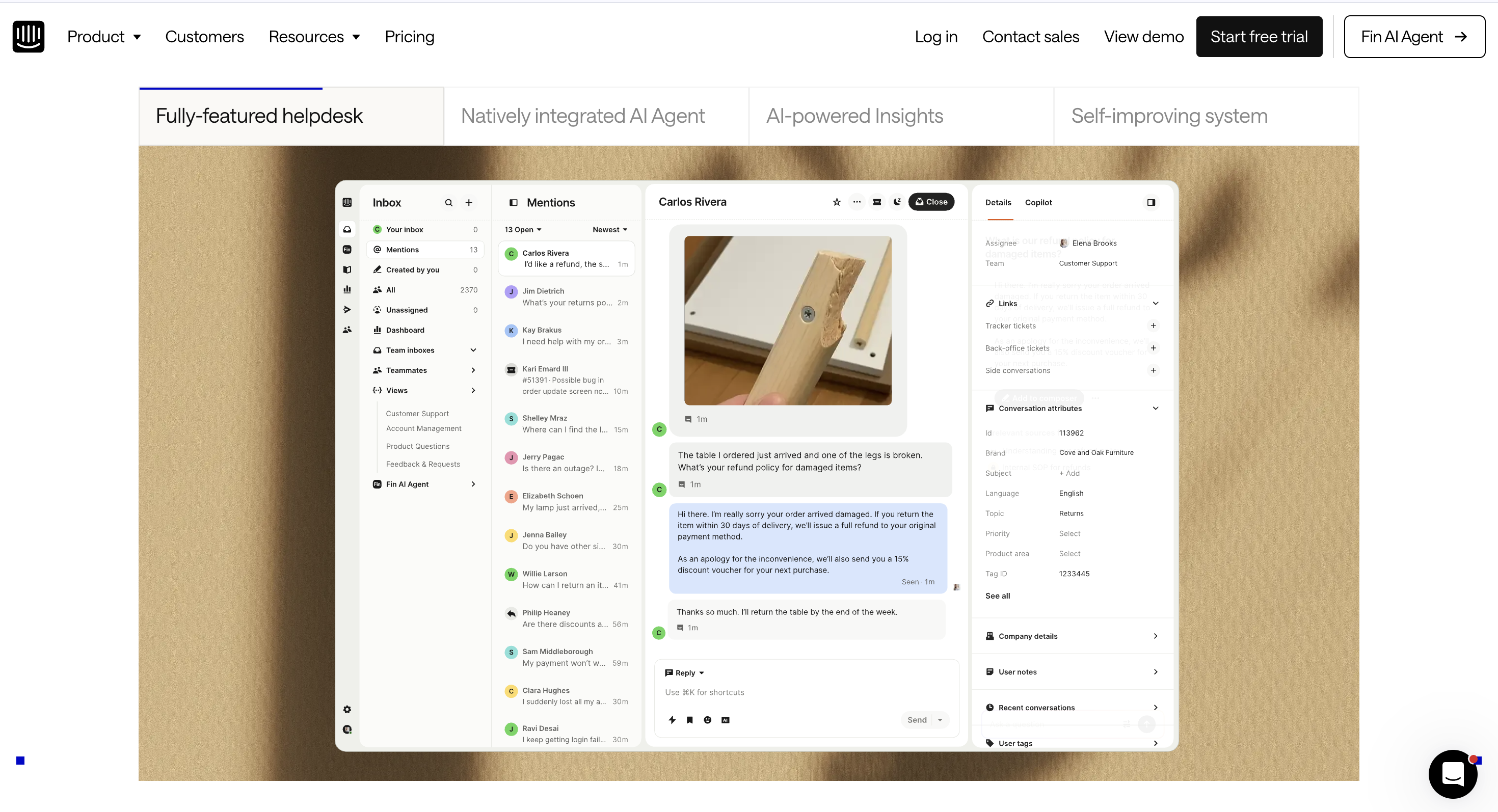 Intercom Fin AI agent for customer and sales qualification