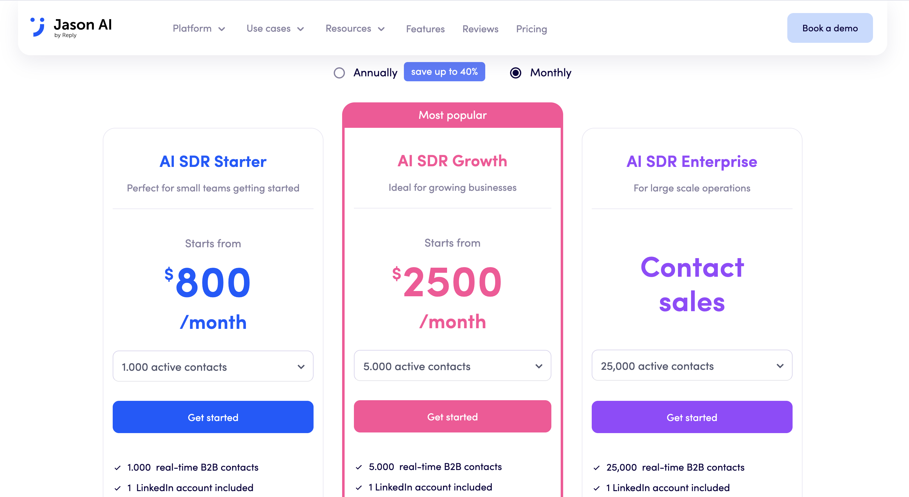 Jason AI SDR pricing