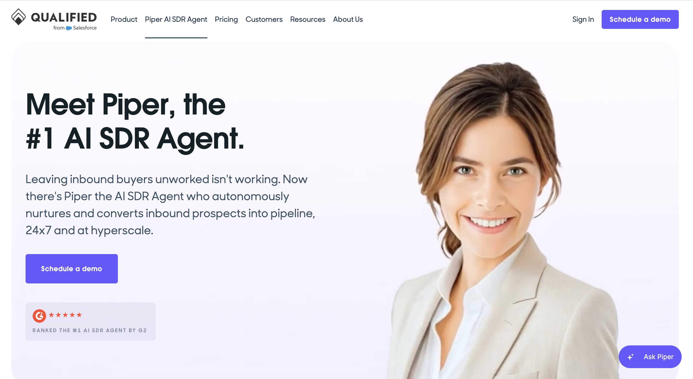 Qualified Piper - Salesforce-native inbound AI SDR for enterprise website conversion
