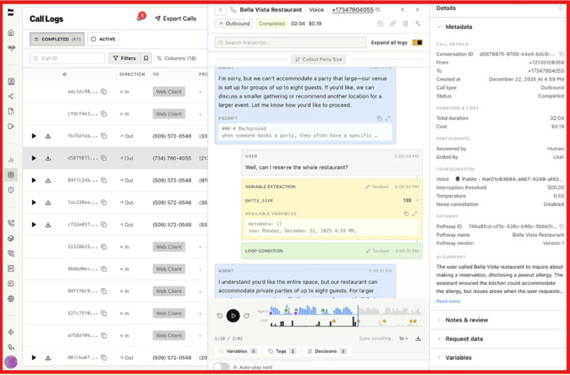 Call recordings can be reviewed to improve the agent over time