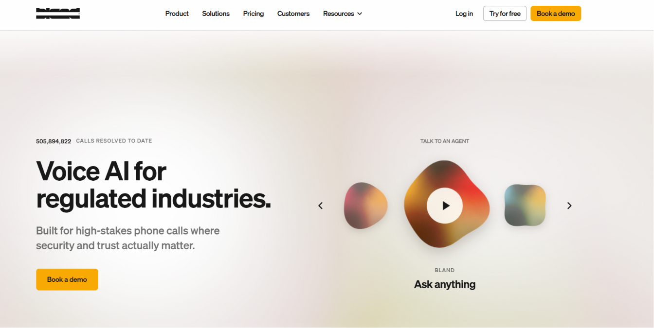 Bland AI homepage