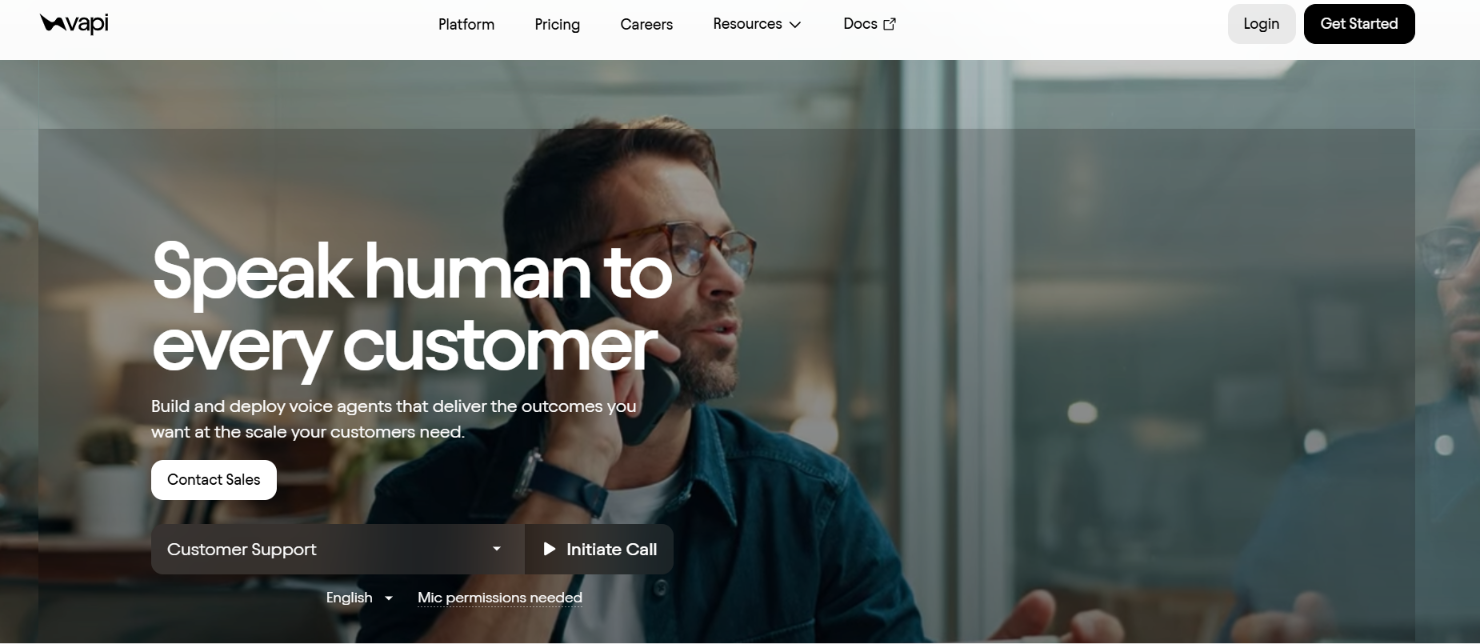 Vapi homepage