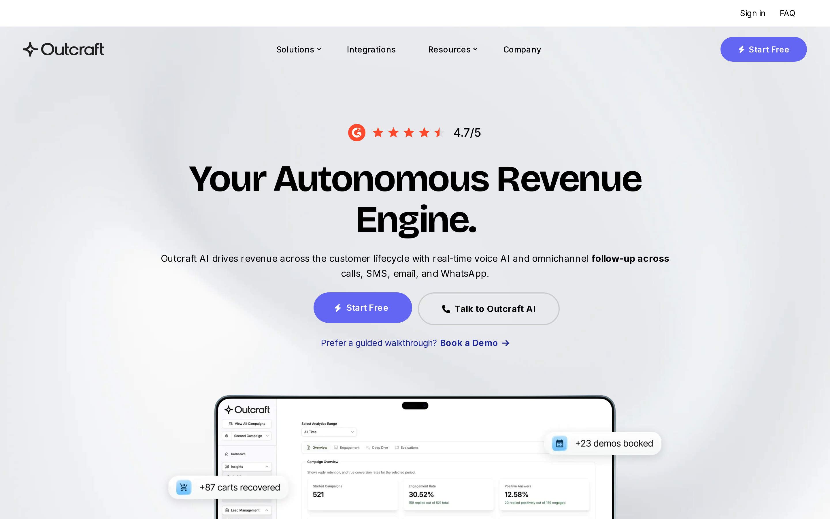 Outcraft AI: best omnichannel conversational AI agent for revenue teams