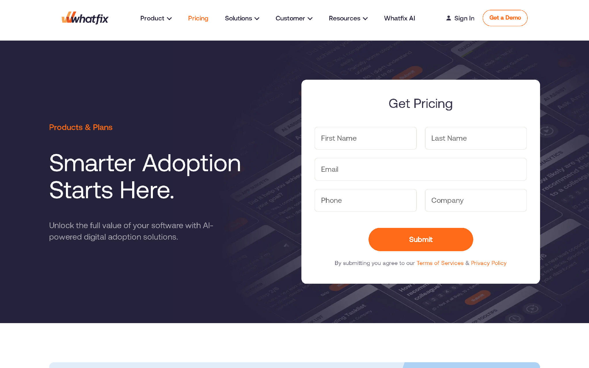 Whatfix pricing page