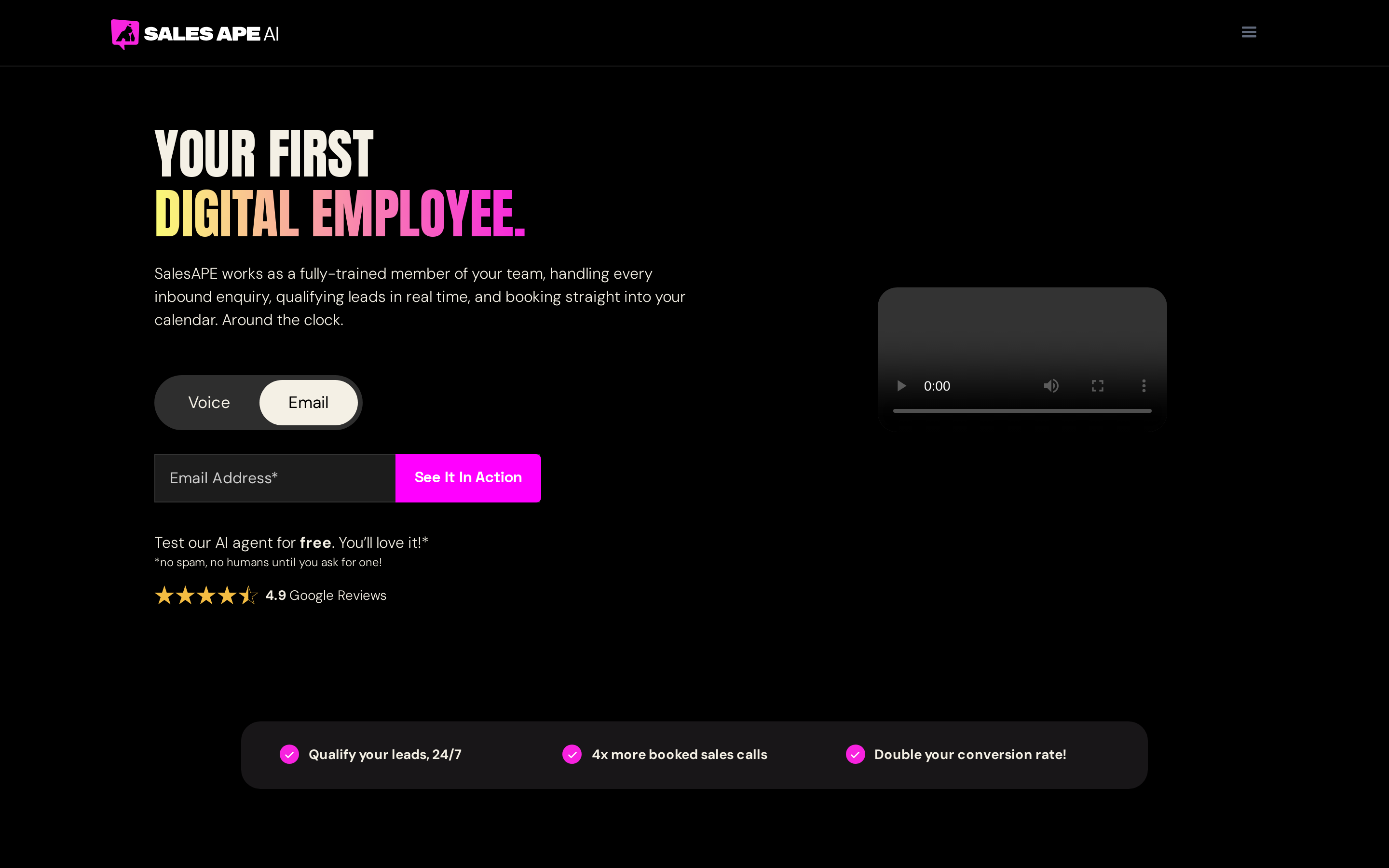 SalesAPE positioning for AI sales assistant and inbound lead qualification
