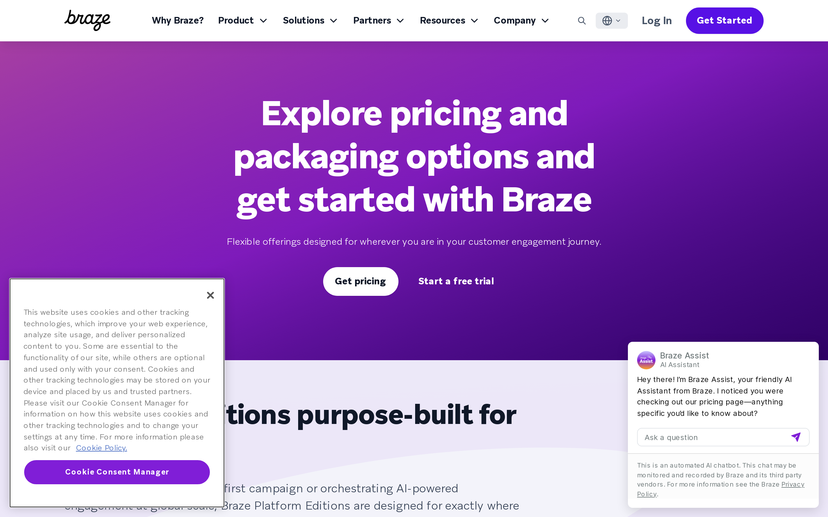 Braze platform editions and MAU-based engagement pricing