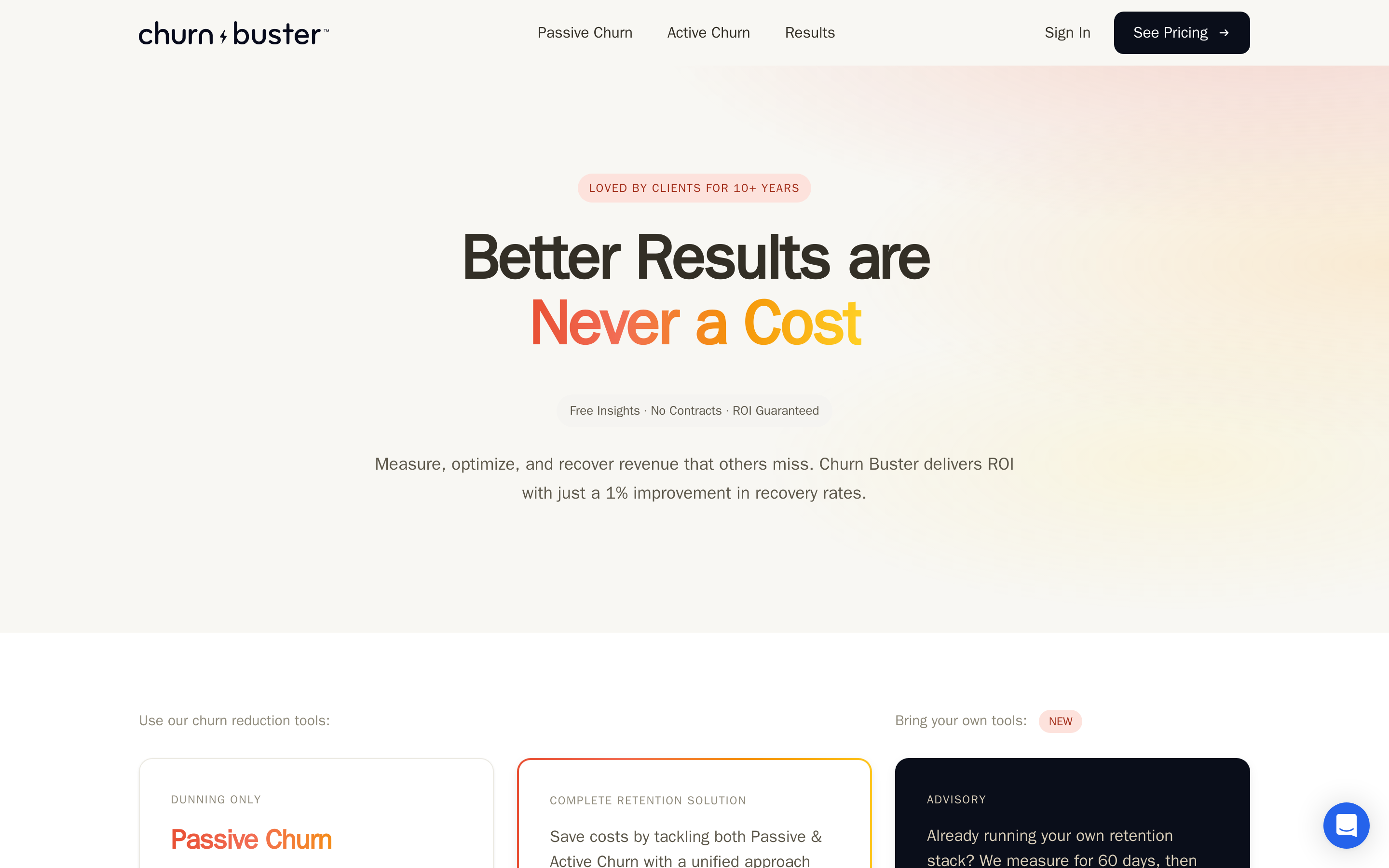 Churn Buster pricing and dunning positioning