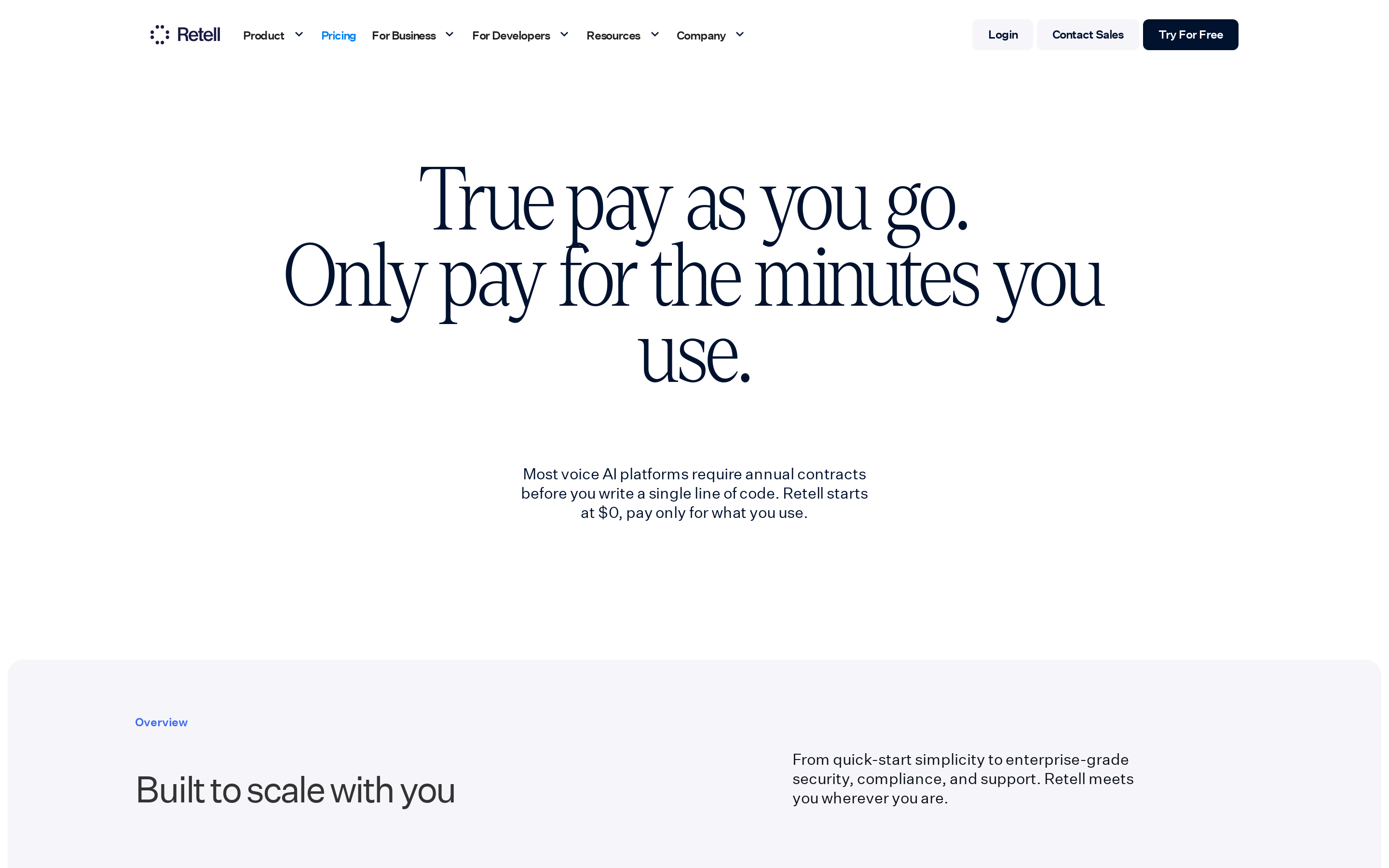 Retell AI pricing page