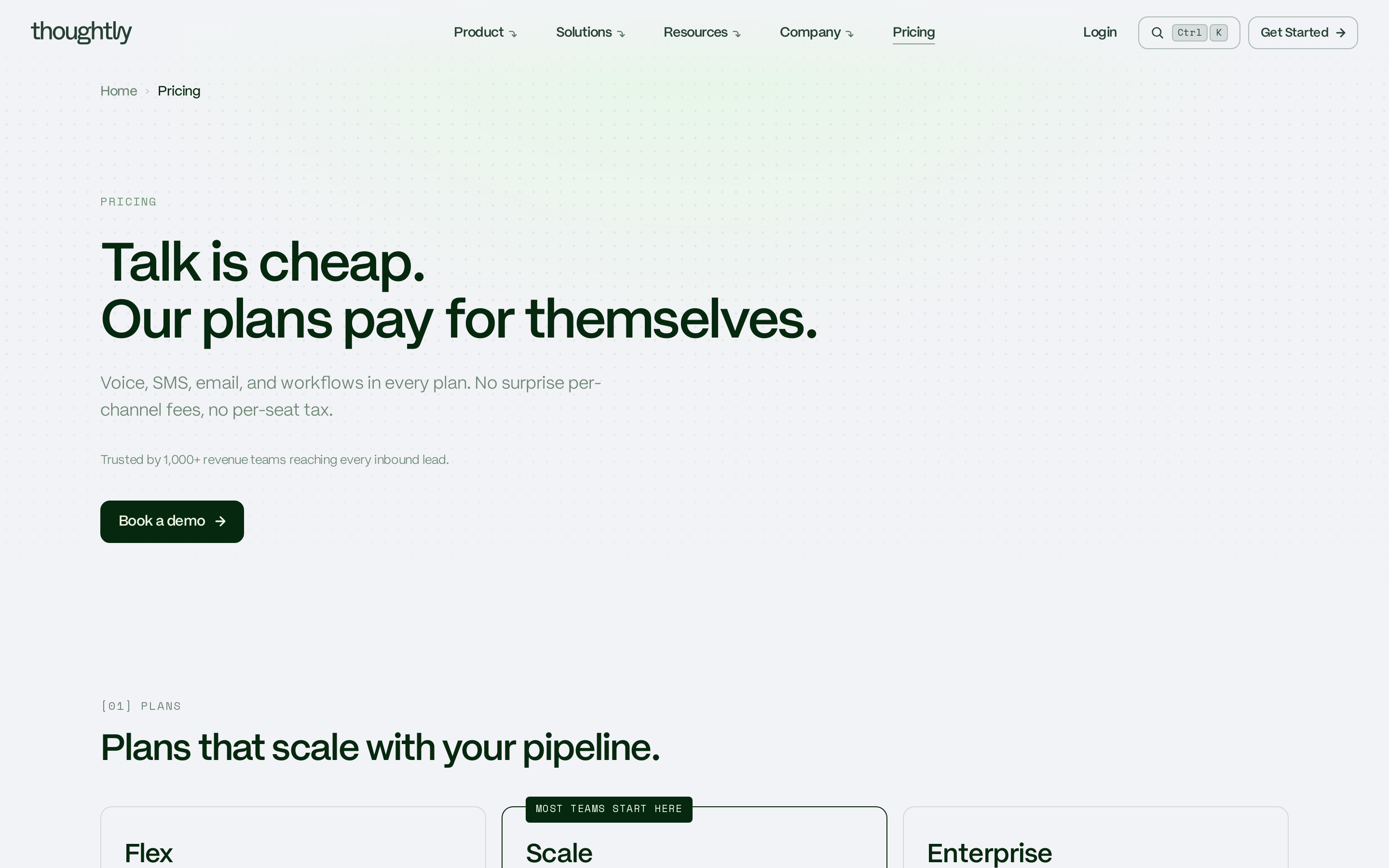 Thoughtly pricing page