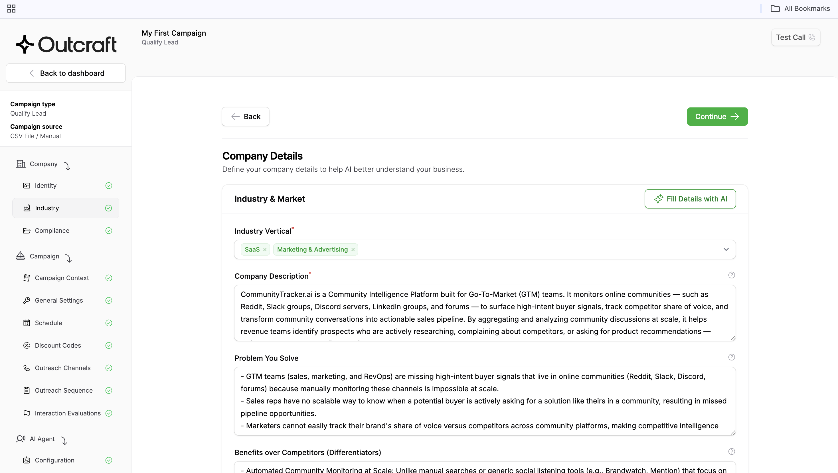 Setting up inbound outreach sequence in Outcraft AI 