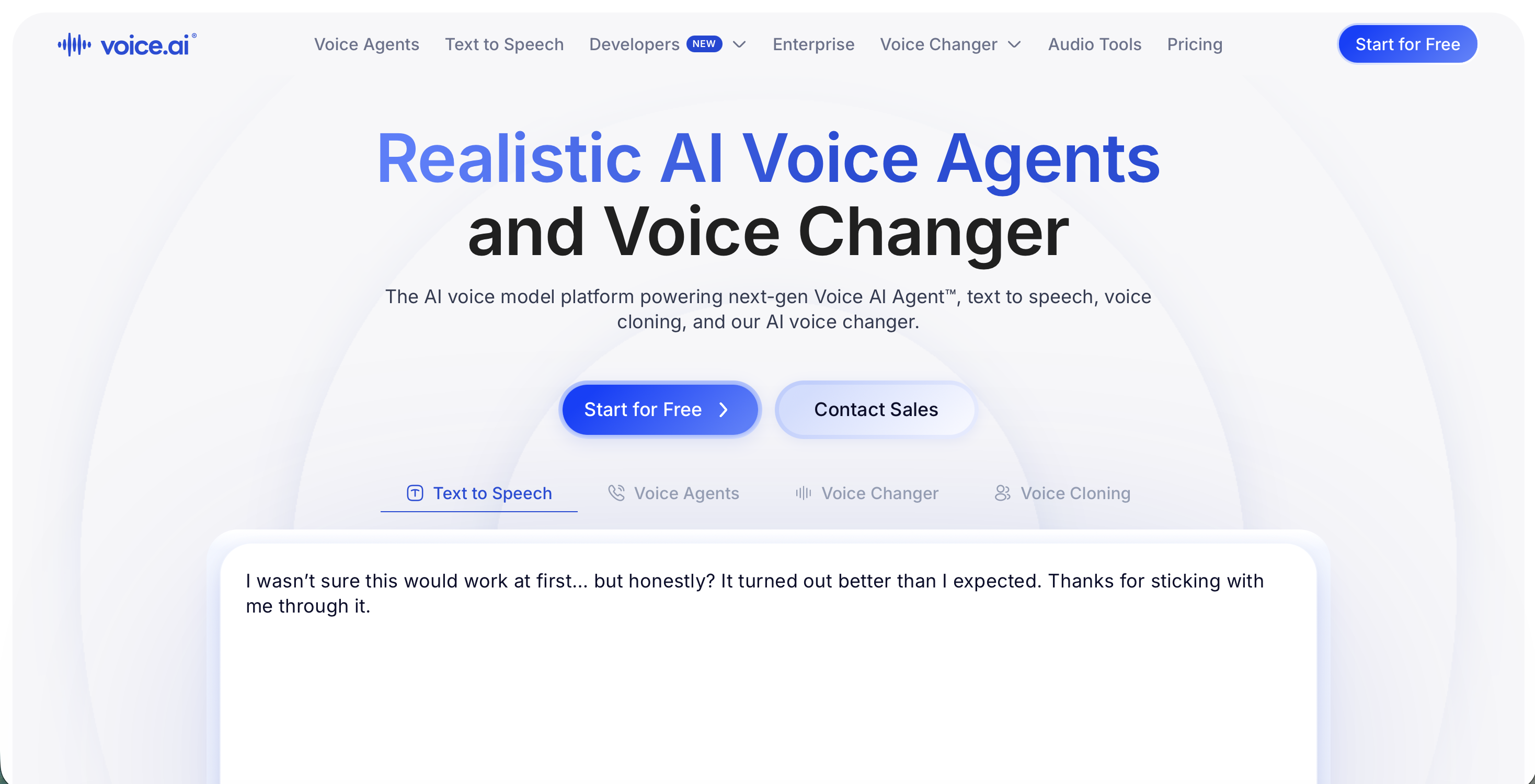 Voice ai homepage