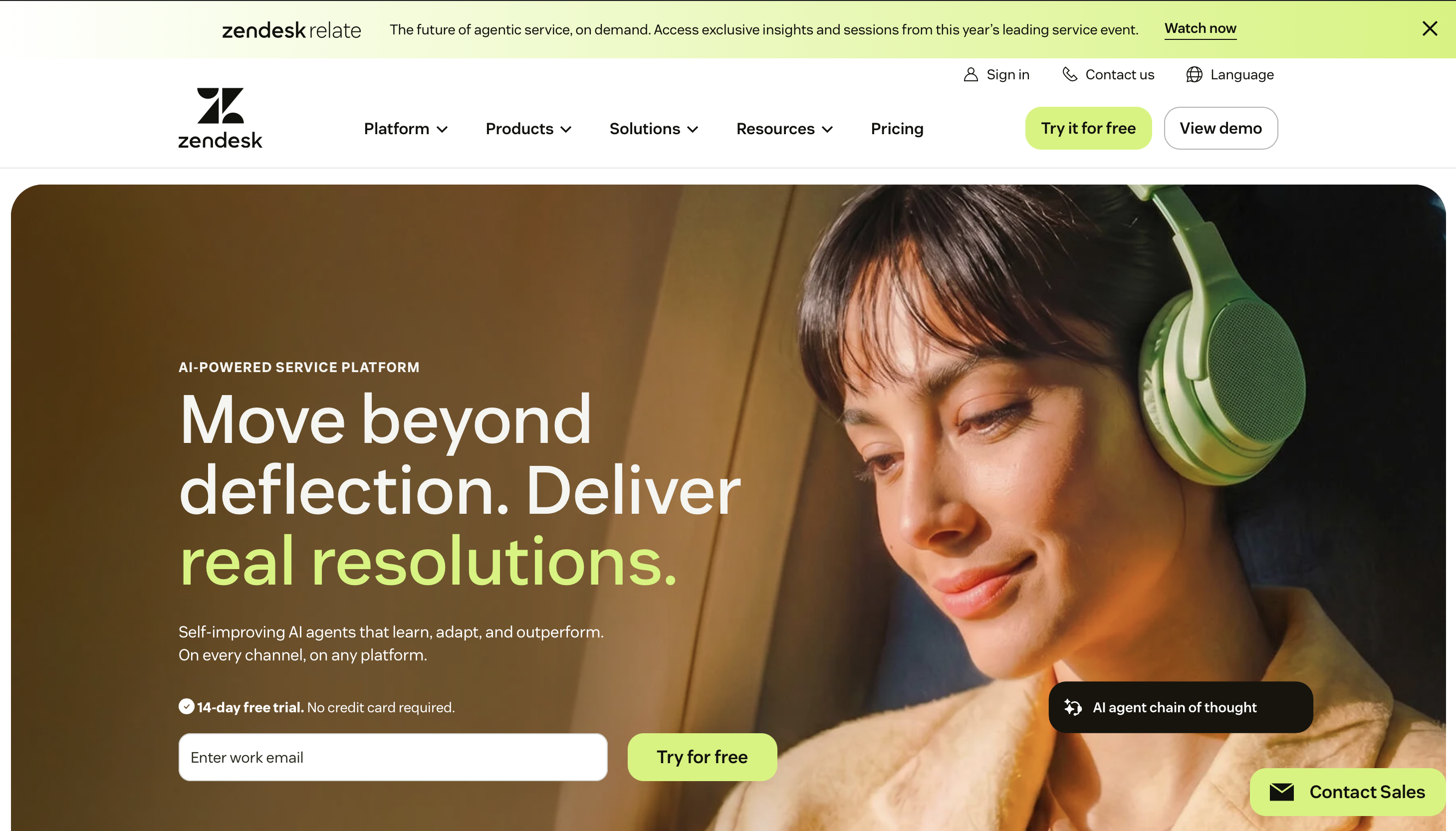 Zendesk homepage