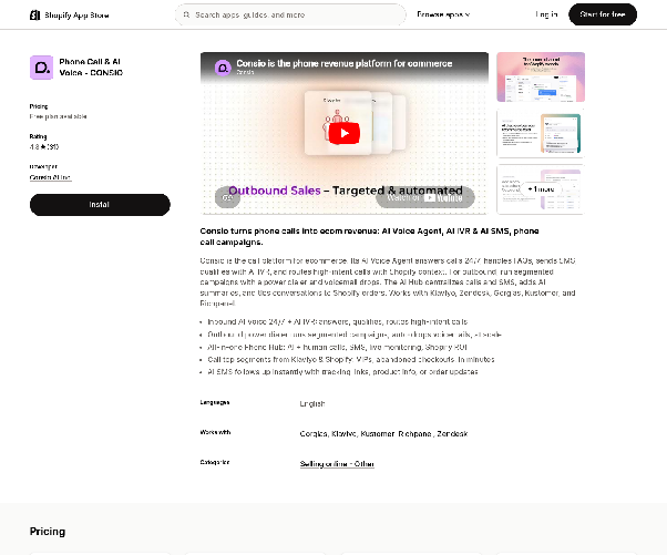 Consio Shopify App Store listing screenshot