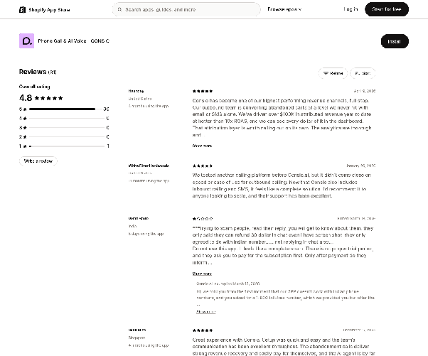 Consio Shopify reviews overview screenshot