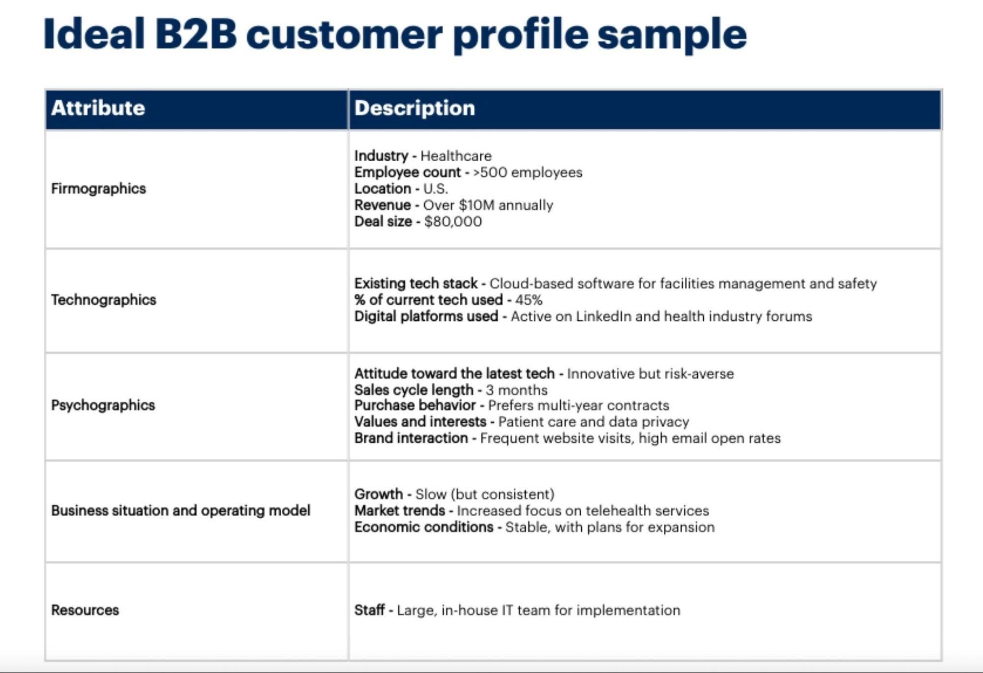 Ideal B2b customer profile sample